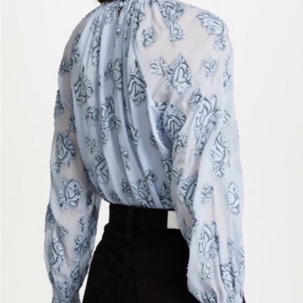 Rebecca Taylor lavender and black Floral Blouse-size 4 - Picture 3 of 11